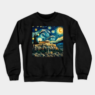 Acropolis Starry Night - Beautiful Iconic Places Crewneck Sweatshirt